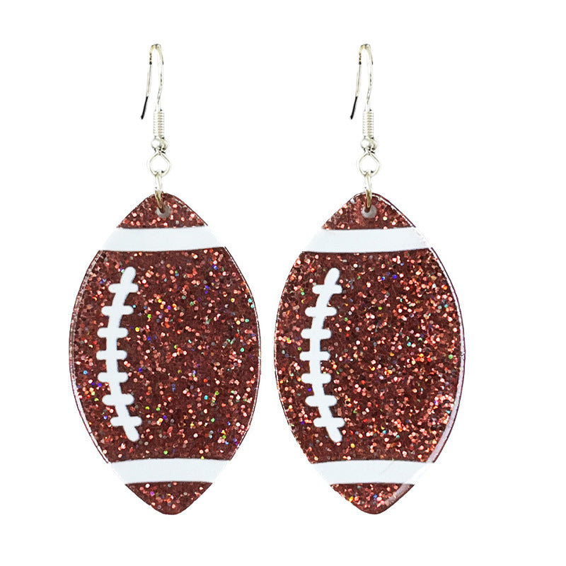 Wholesale  source football soccer color contrast fashion ladies shiny acrylic earrings
