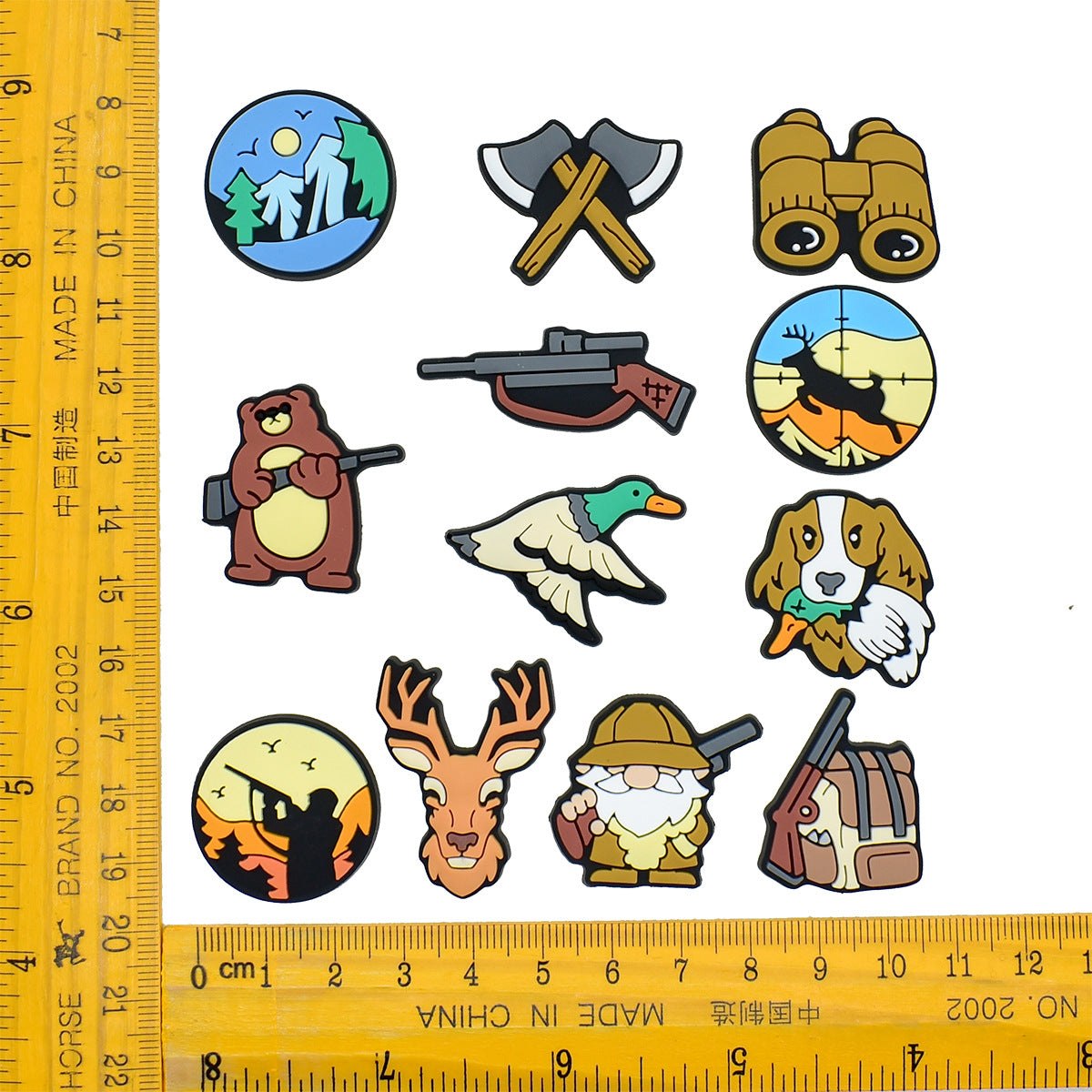 Wholesale Random 100pcs Creative  hunting series   PVC Soft Rubber Shoe Buckle Decoration