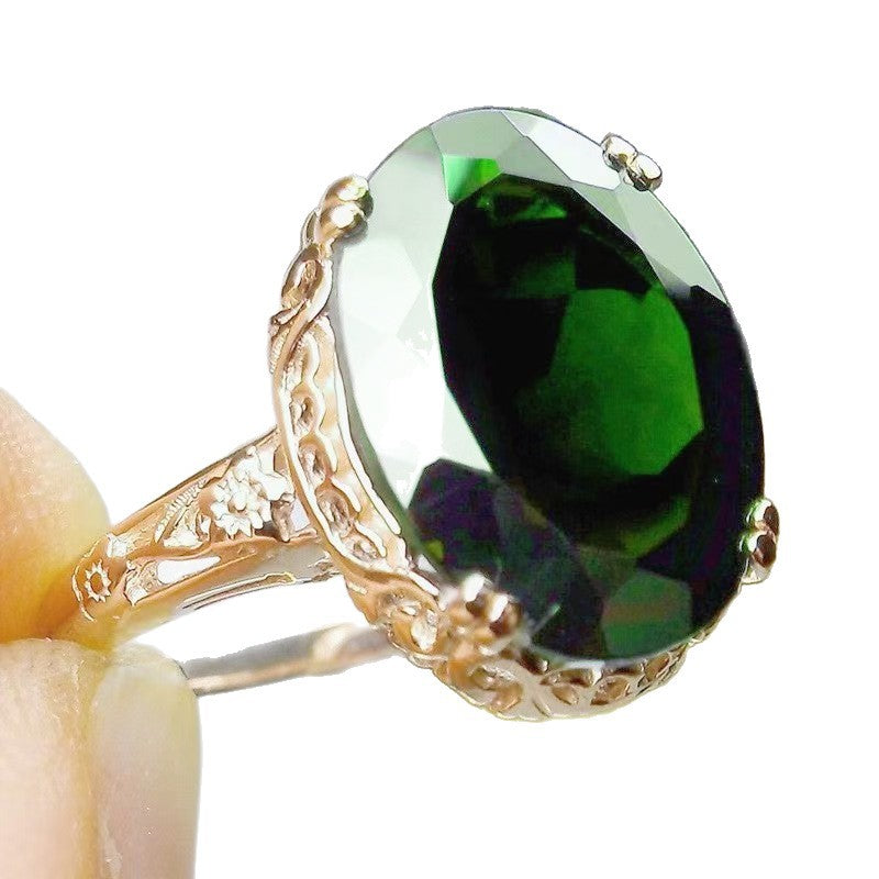 Wholesale Trendy Oval Zircon Ring Vintage Fashion Accessory for Women Resale Gift
