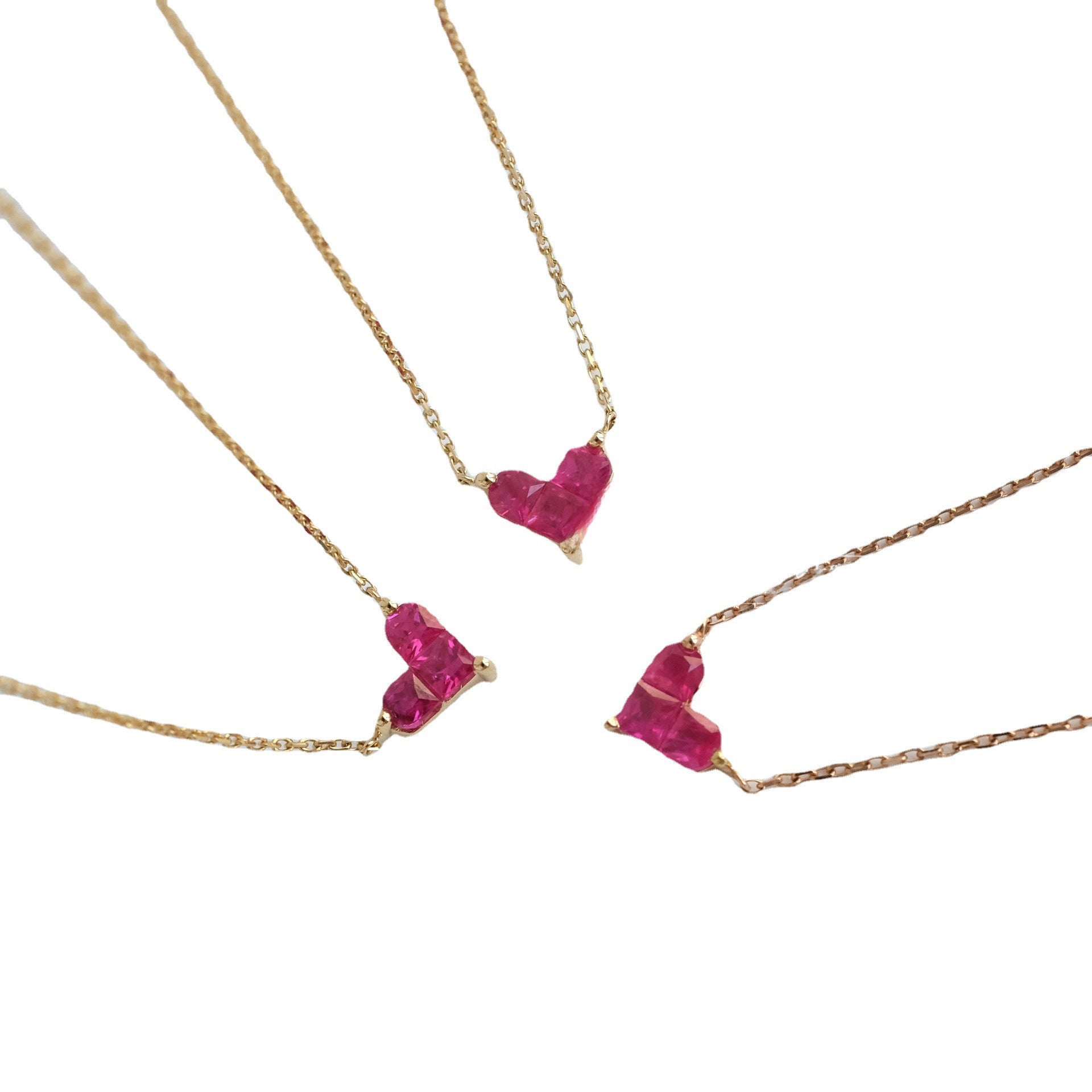 Wholesale s925 Sterling Silver Love Ruby Fresh Pendant Necklaces