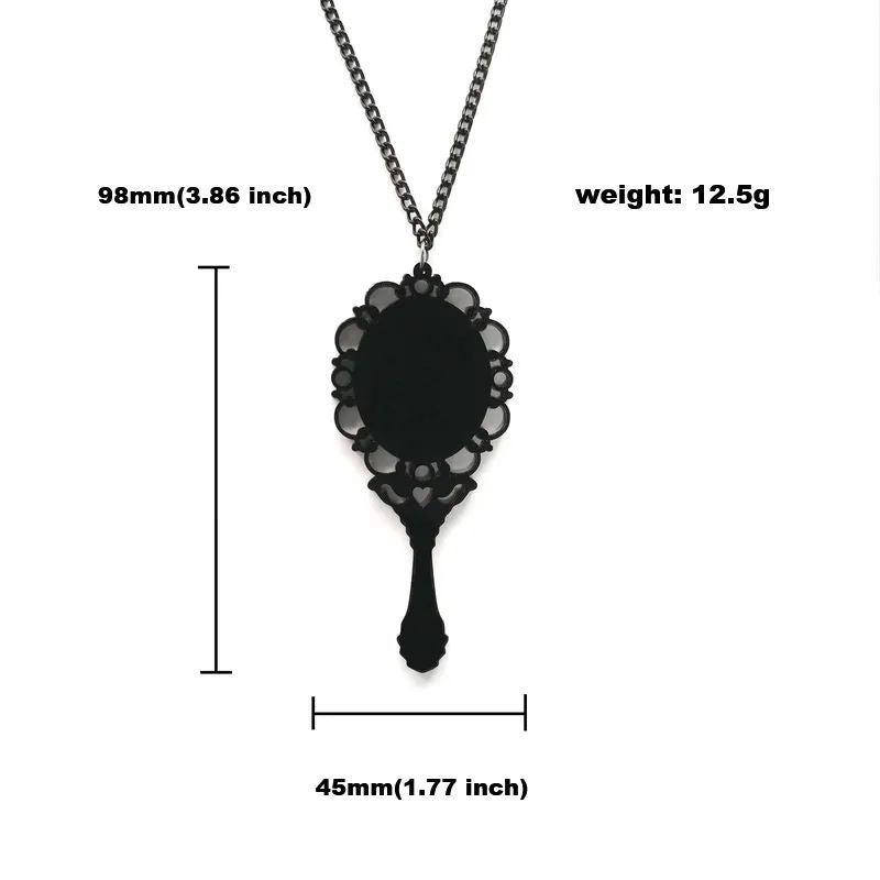 Wholesale Halloween  skull magic mirror long pendant necklace