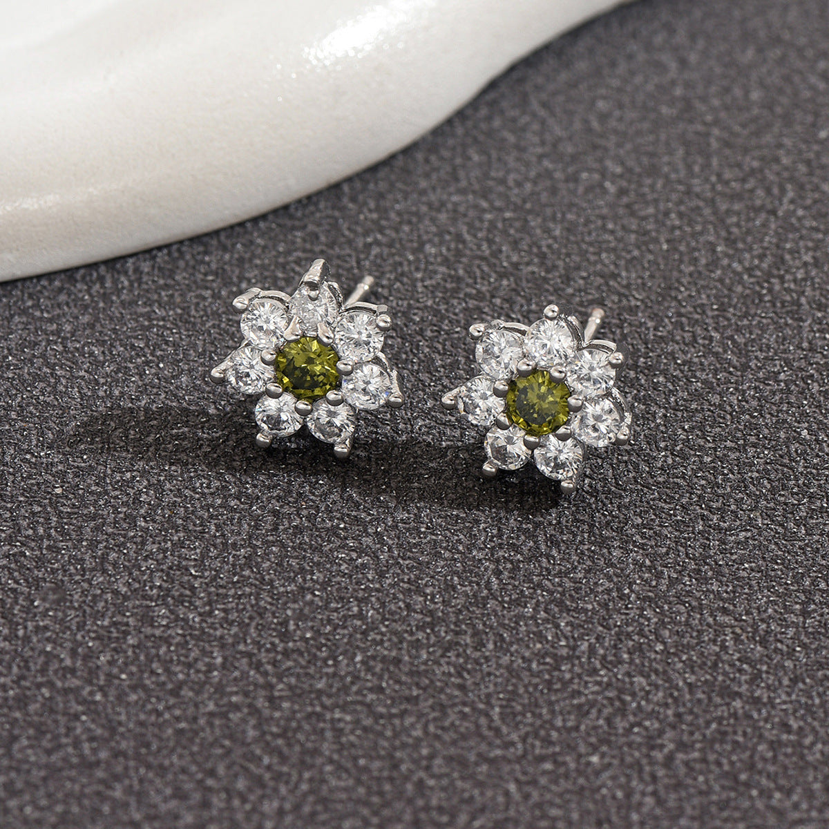 Wholesale Copper-plated gold flower zircon earrings