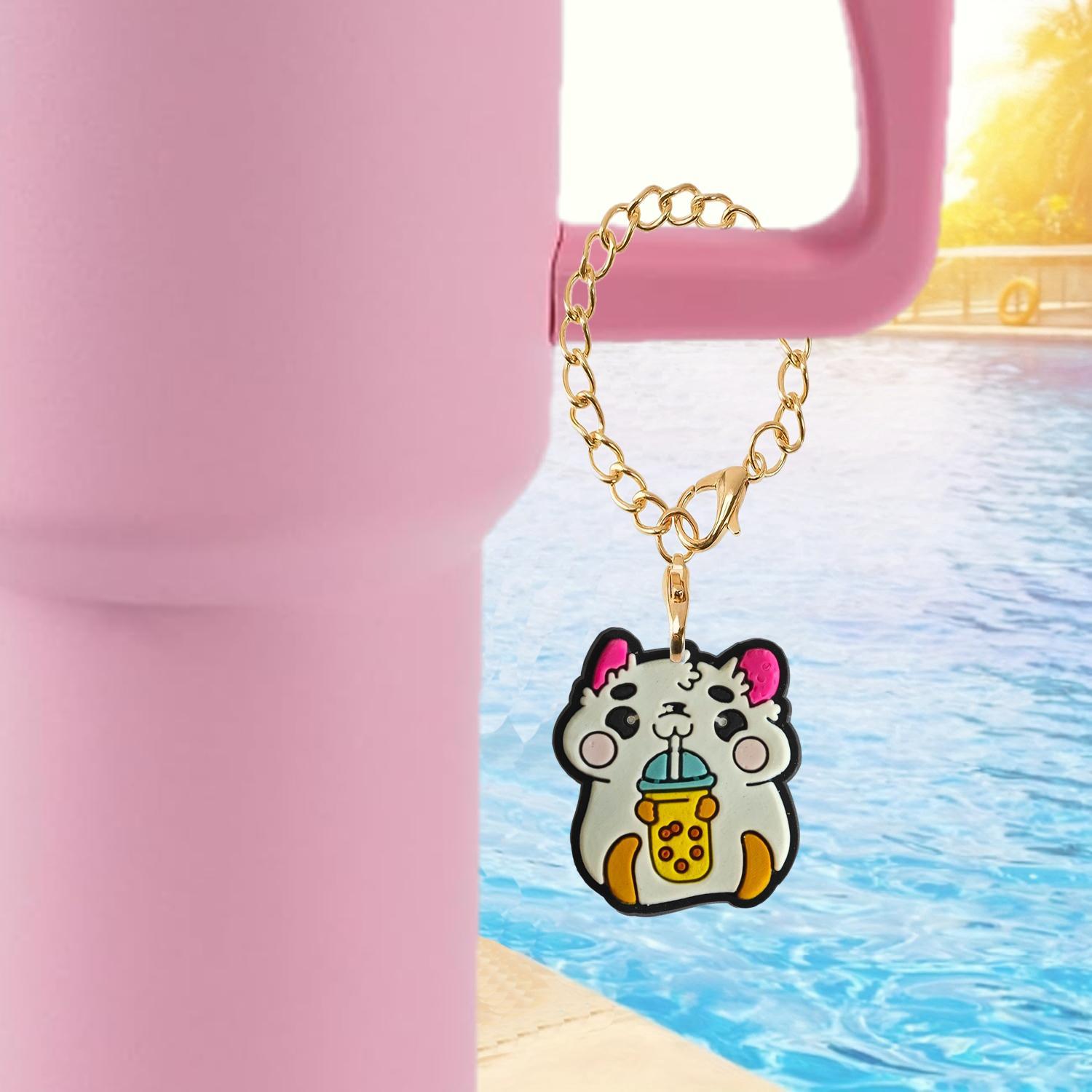 Wholesale Cartoon Milk Tea Cup Soft Rubber Hanging Chain Cup Accessories Chain ACC-CA-XieJi010
