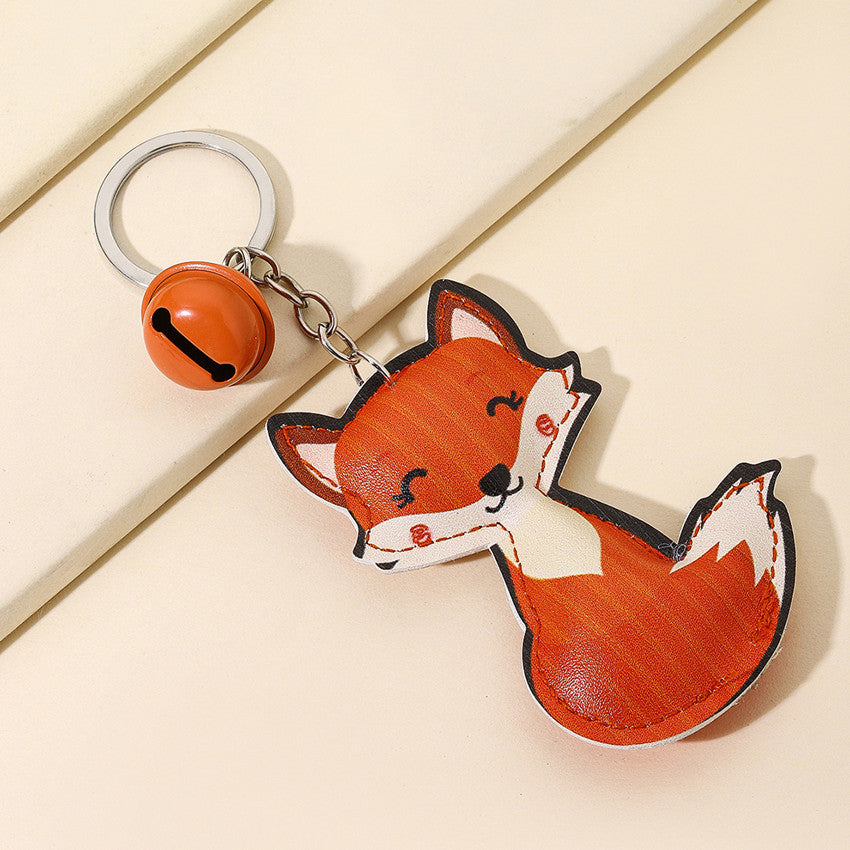 Wholesale cartoon fox pu inflatable cotton boll keychain