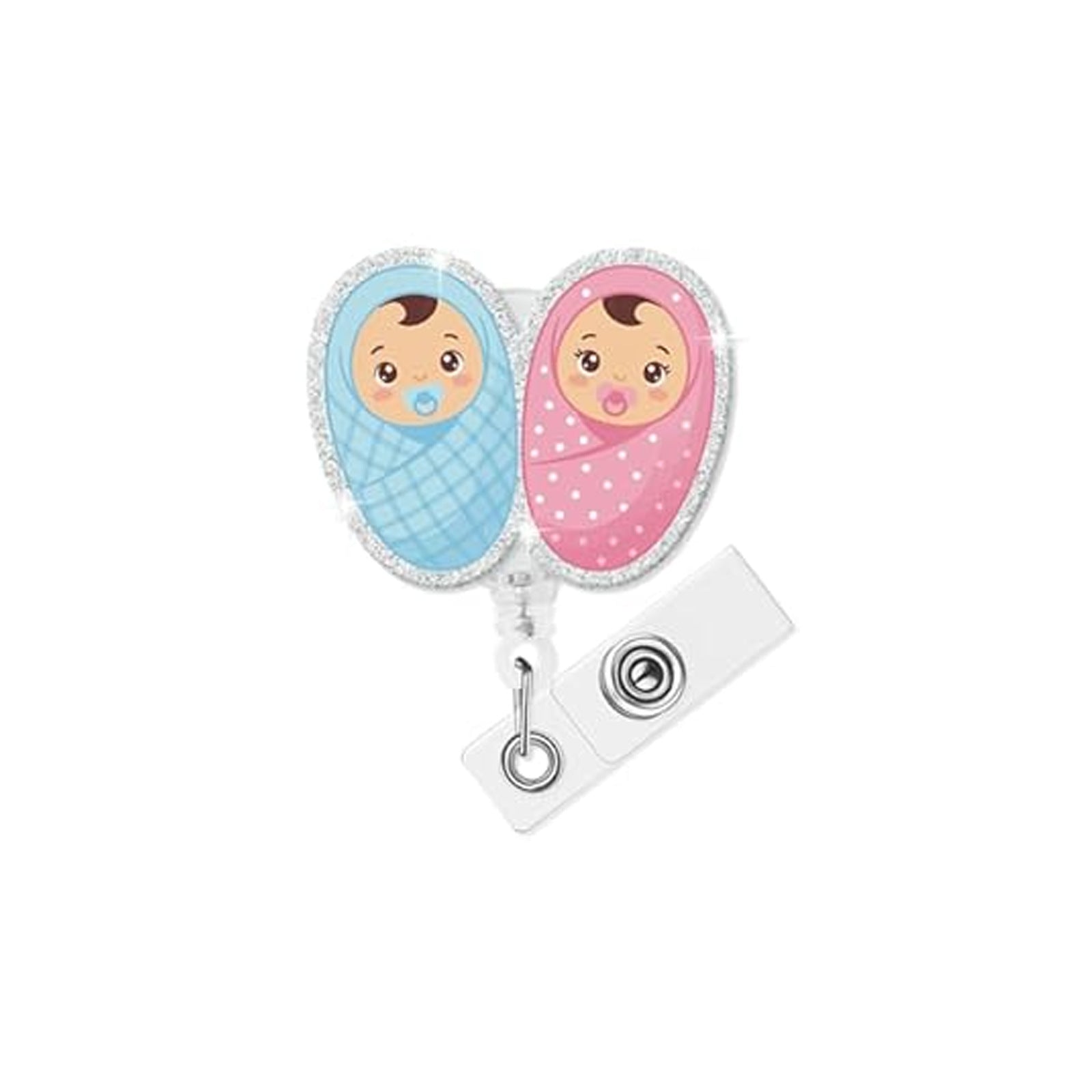 Wholesale Acrylic Retractable Badge Reel Baby Pattern for Nurse ID Card Holder Cute Gift