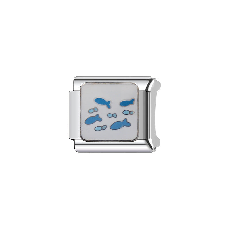 Wholesale Italian Charm Bracelet 9mm DIY Splicing Billiard Ball Pattern Stainless Steel Composable Bracelet