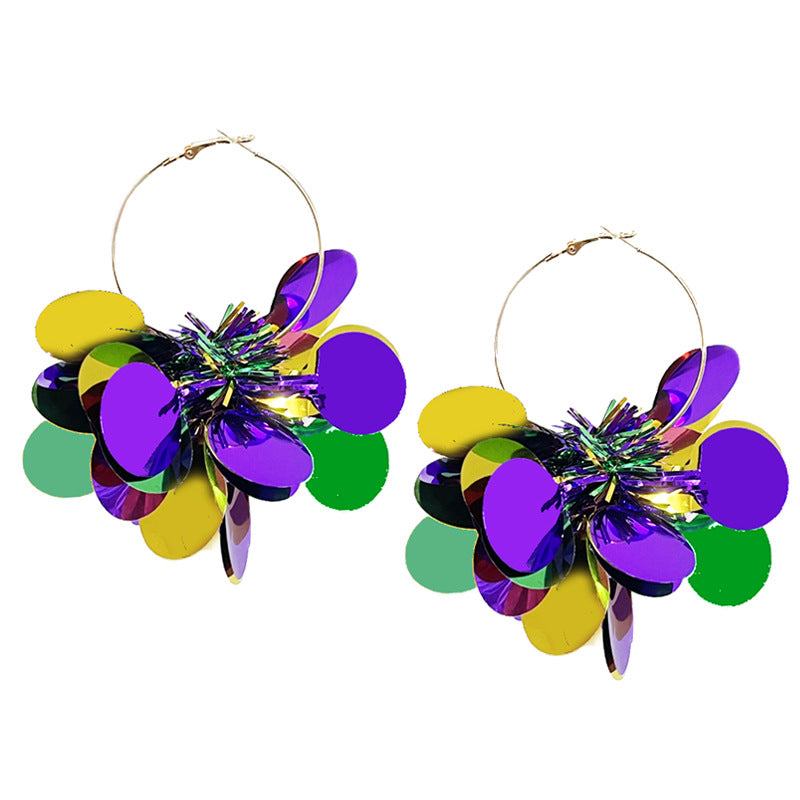 Wholesale 2 pairs/pack Carnival Sequins Exaggerated Large Earrings ACC-ES-HY210