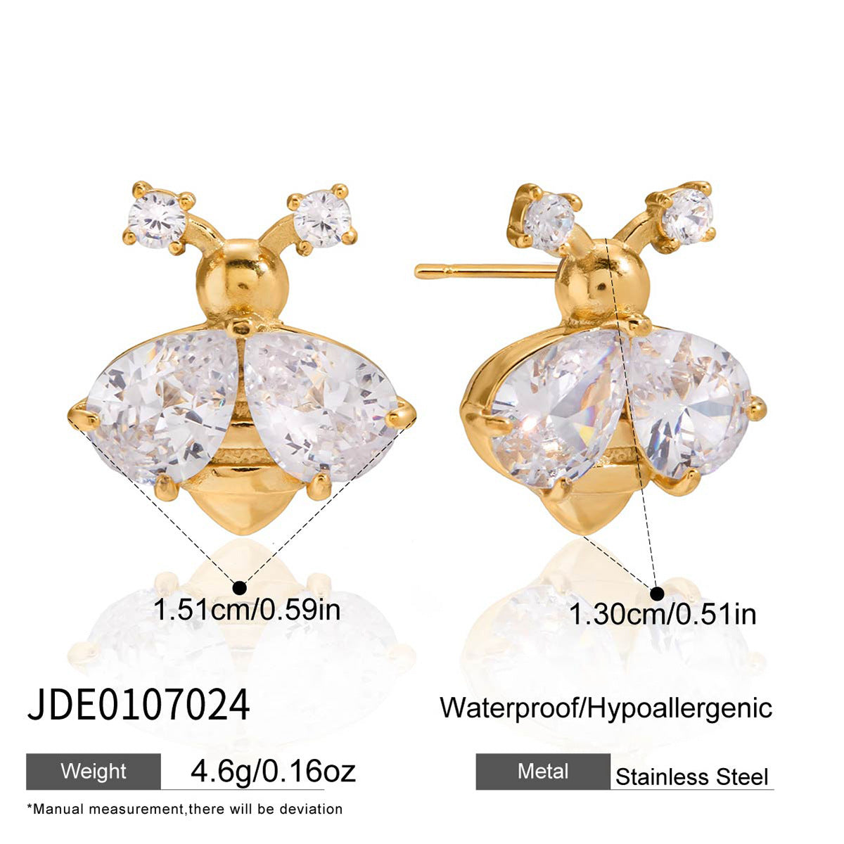 Wholesale Bee Stainless Steel Jewelry Set  Including Earrings Necklace Bracelet Rings