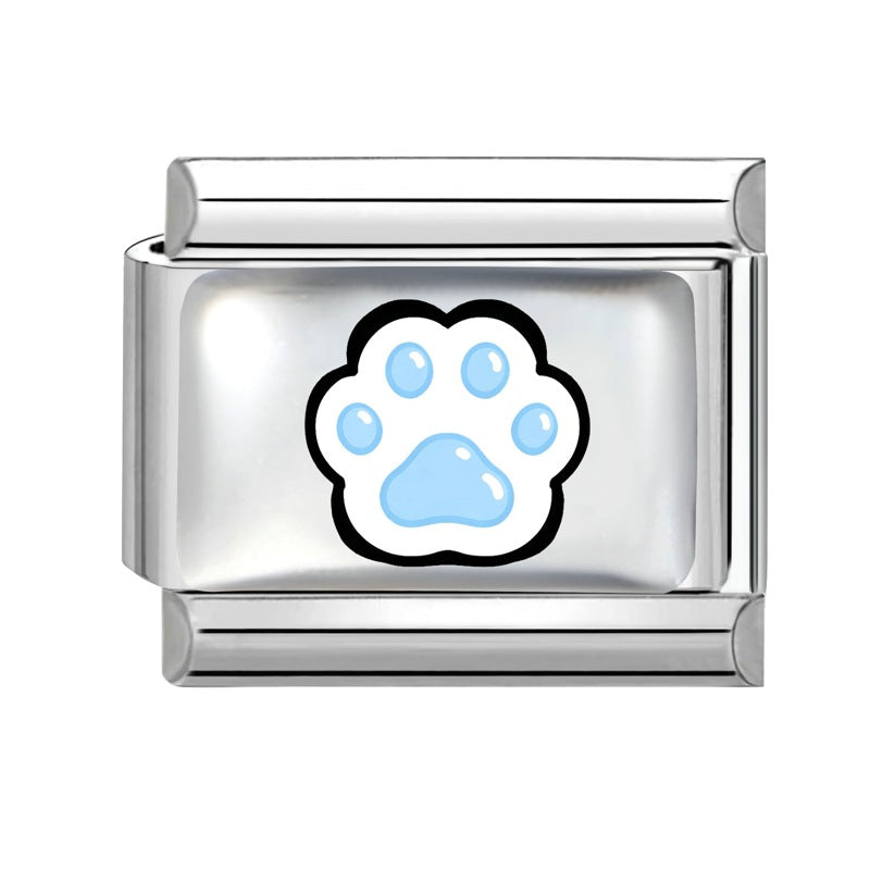 Wholesale Cute Pet Paw Print Charms Stainless Steel For DIY Bracelet Making Fashion Jewelry Accessory Gift