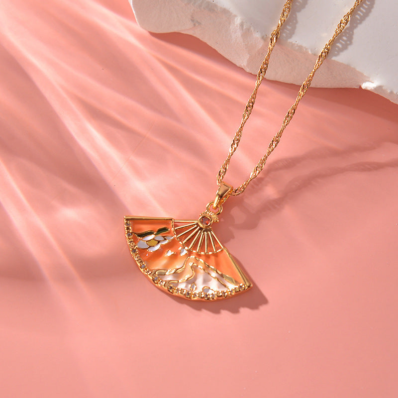 Wholesale Creative retro fan-shaped necklace