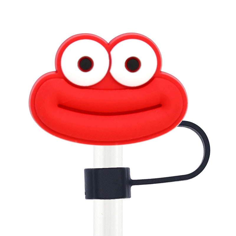 Wholesale Random 100pcs Cartoon 10mm PVC Soft Straw Tube Cap ACC-SCR-RYY093