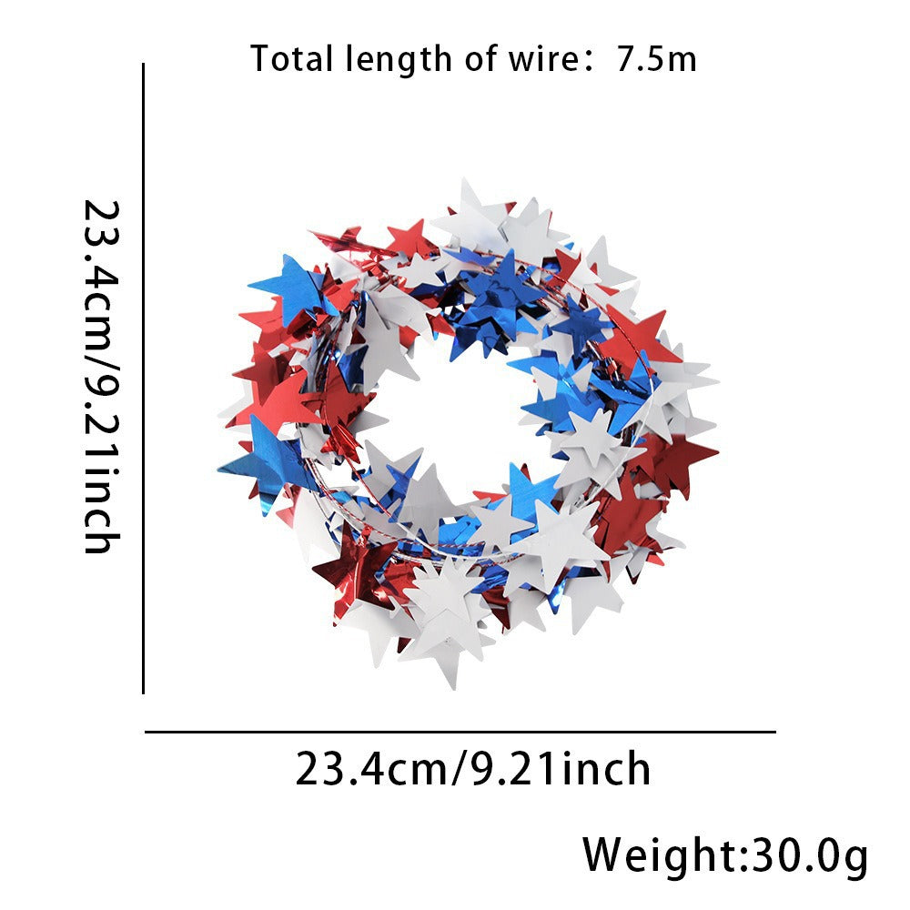 Wholesale Iron wire five-pointed star lace color strips Independence Day metal wire decoration