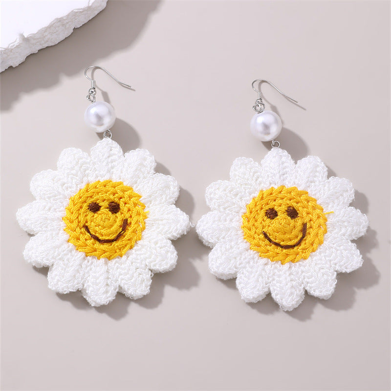 Wholesale Smiley Sunflower Cartoon Earrings
