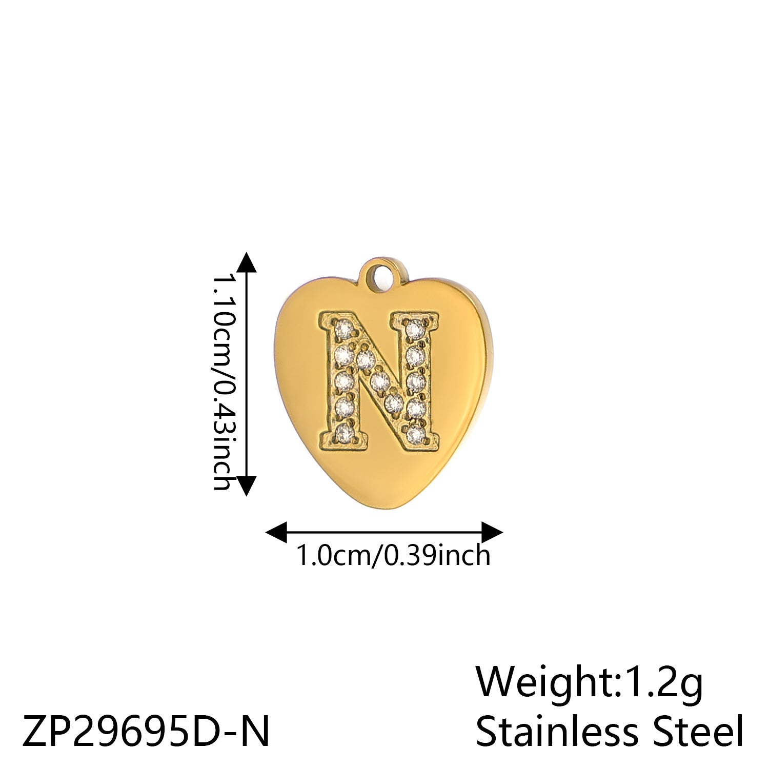 Wholesale Zirconium Love 26 Letter Stainless Steel Pendant