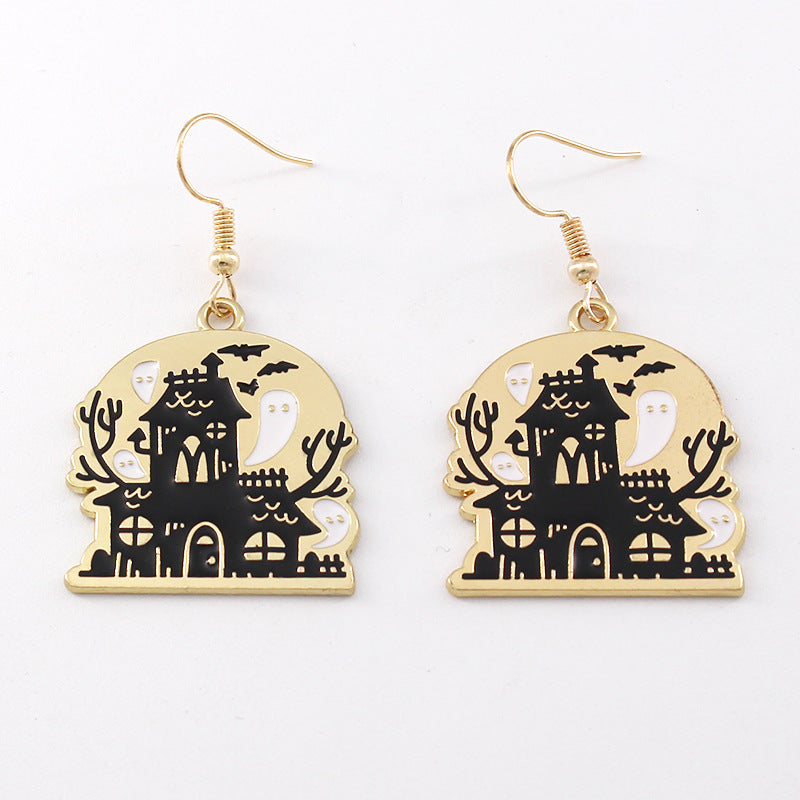 Wholesale Halloween Alternative Skull Alloy Oil Drip Earrings ACC-ES-Liyao002