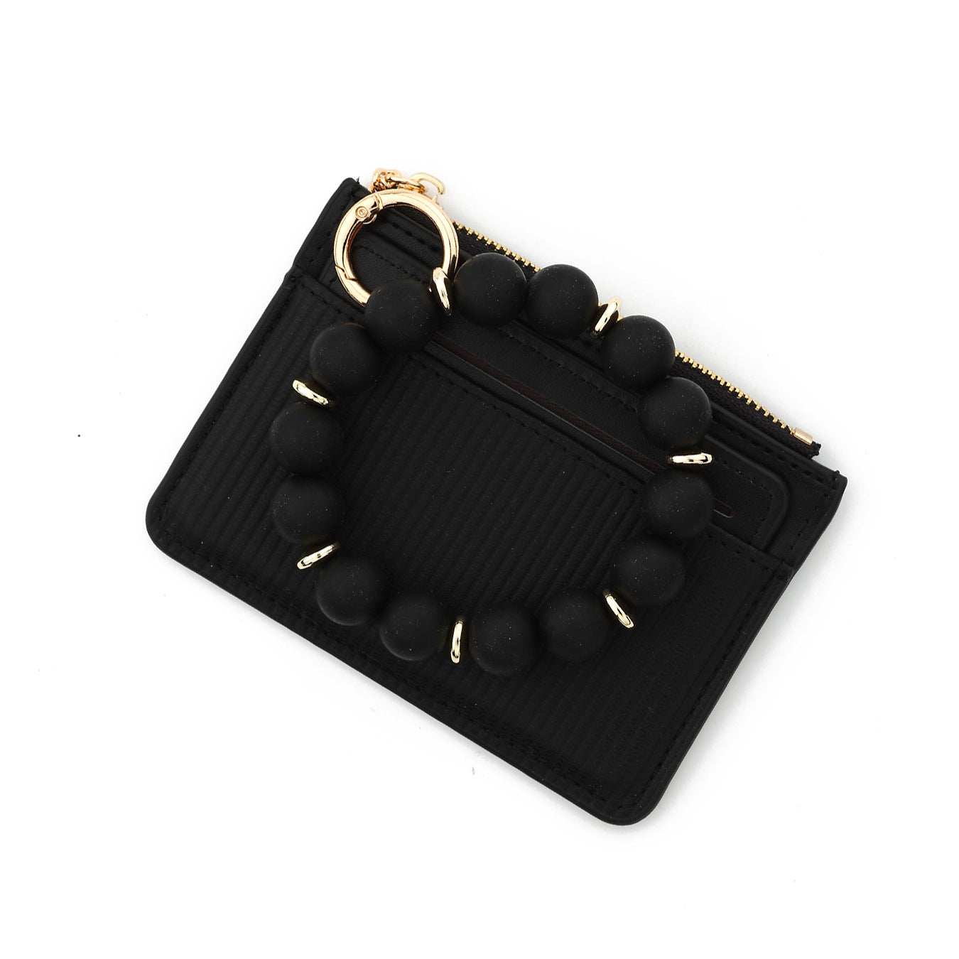 Wholesale Leather Card Holder  Silicone Bead Wristlet Keychain