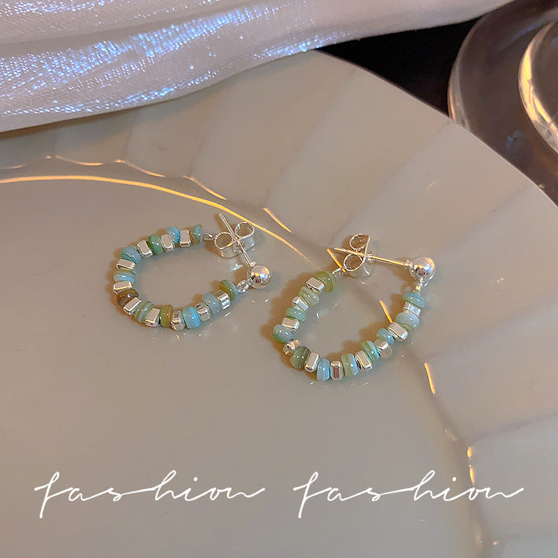 Wholesale  Colorful Broken Silver Beaded Earrings