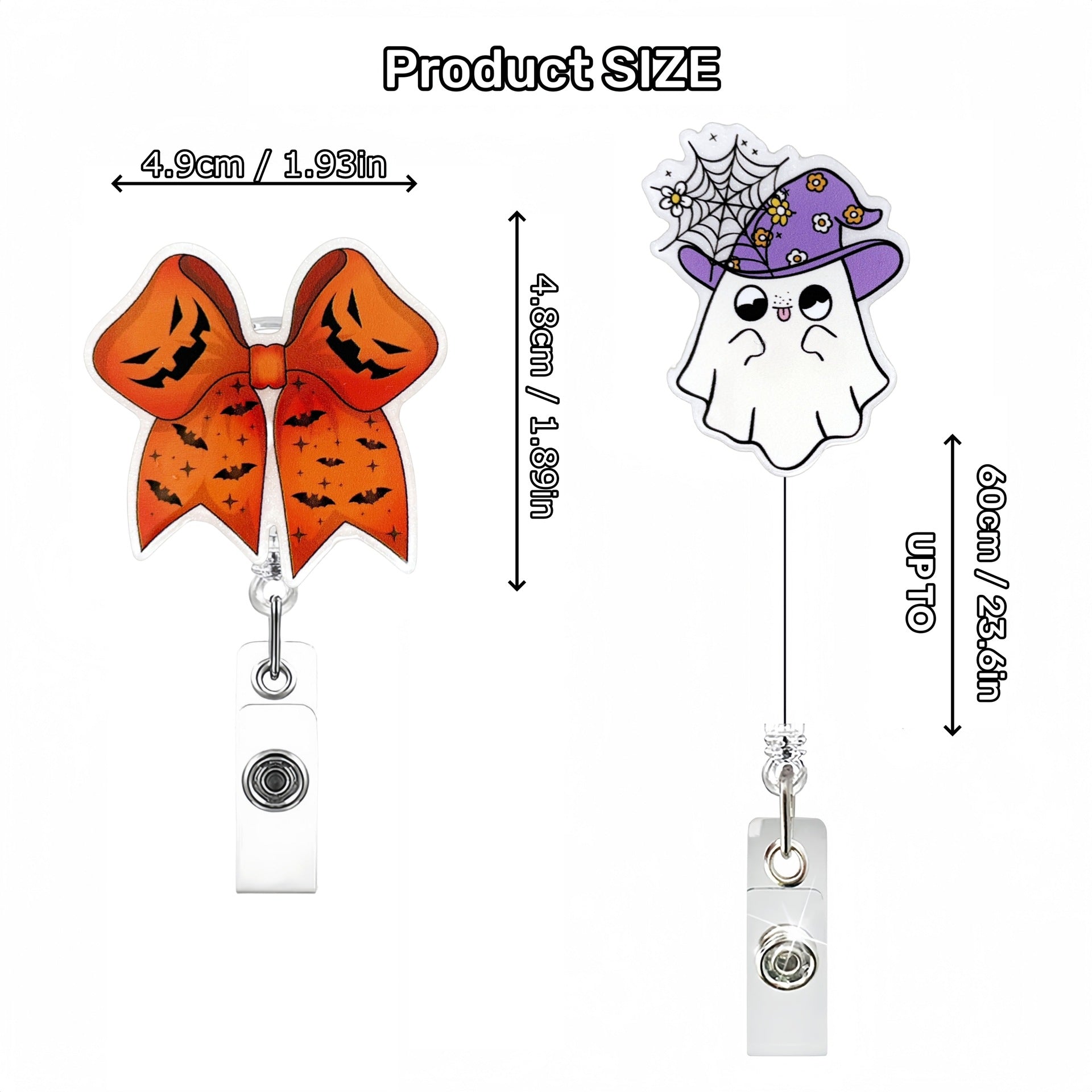 Wholesale Halloween Acrylic Retractable Clip Badge Keychain