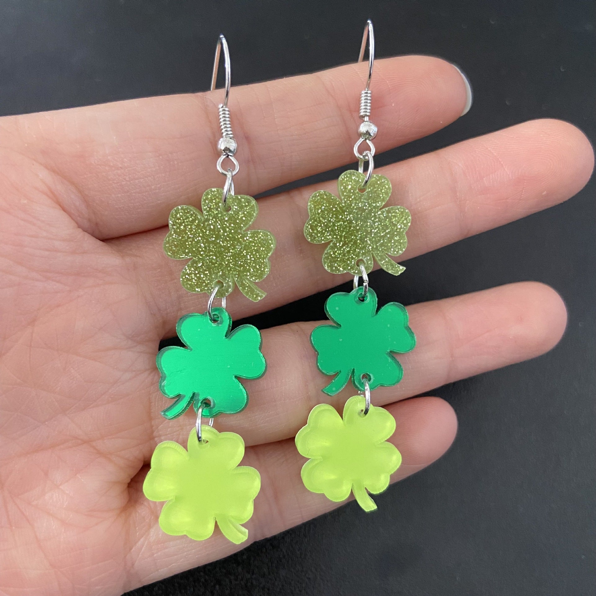 Wholesale Irish Patrick's Day Green Four Leaf Clover Earrings ACC-ES-XueP046