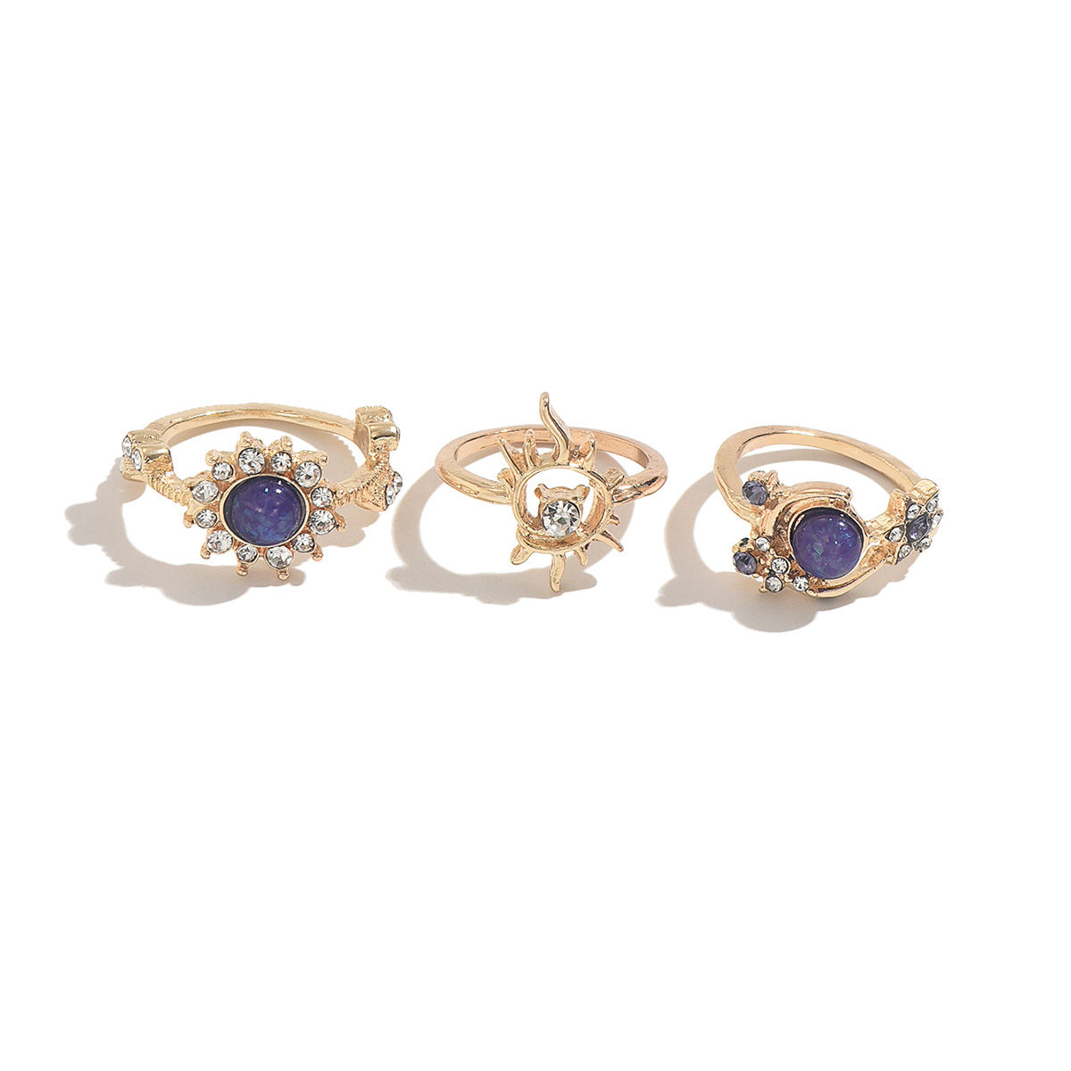 Wholesale Purple Sun Moon Knuckle Ring Set Trendy Fashion Jewelry Accessory Gift
