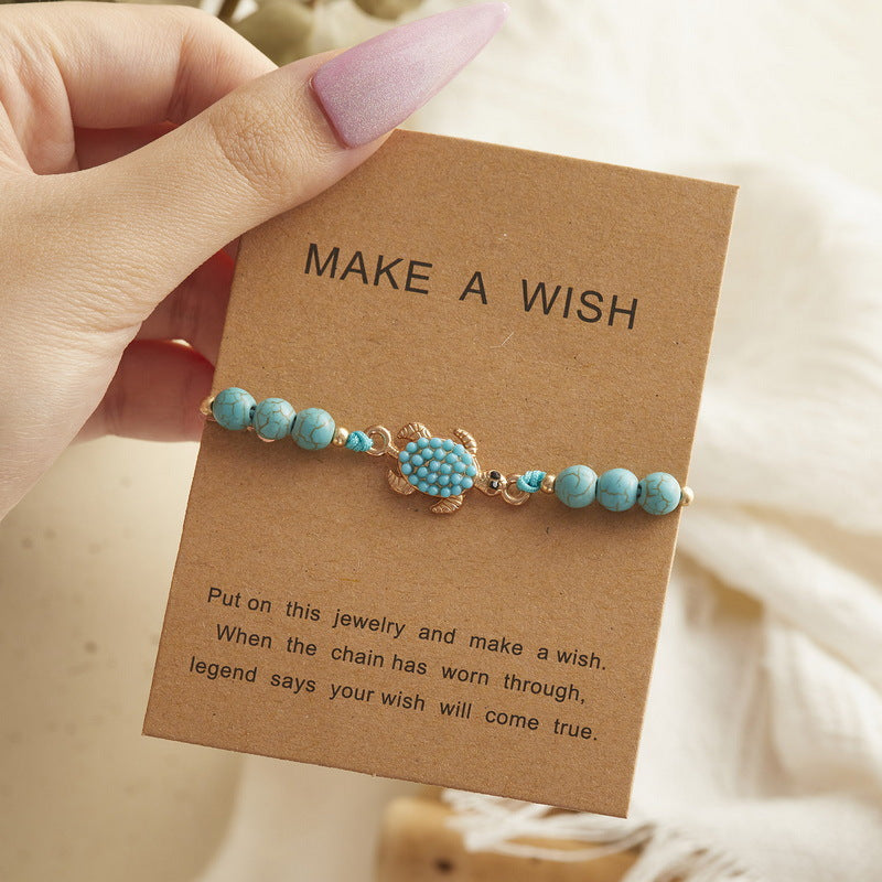 Wholesale turquoise bracelet creative turtle turquoise  adjustable woven bracelet