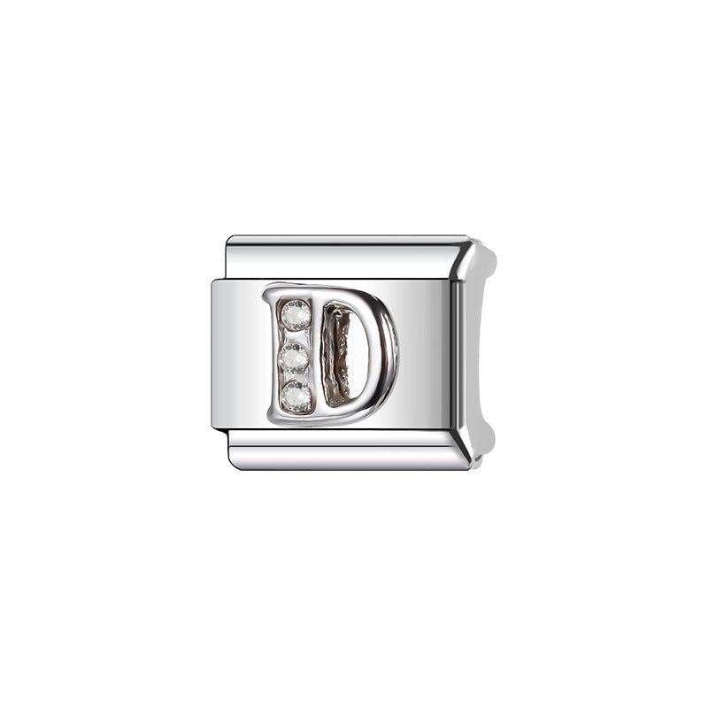 Wholesale Italian Charm Bracelet 9mm DIY Splicing Silver Letters Stainless Steel Composable Bracelet