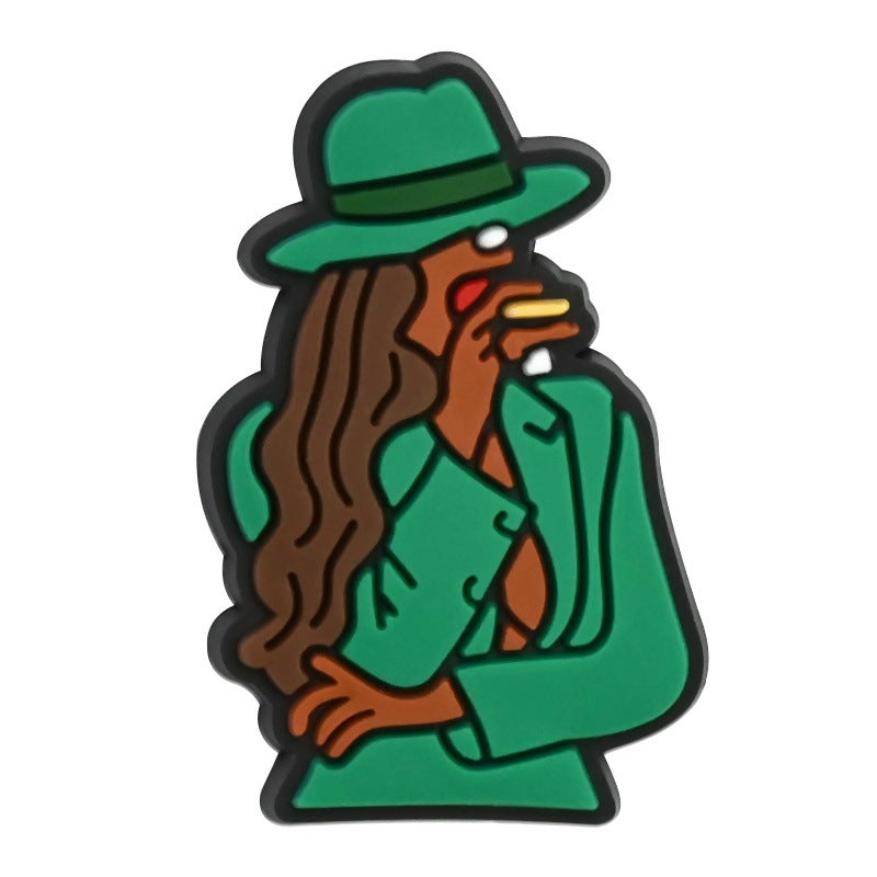 Wholesale  Random 100pcs  Black Girl SeriesPVC Soft Rubber Shoe Buckle Decoration