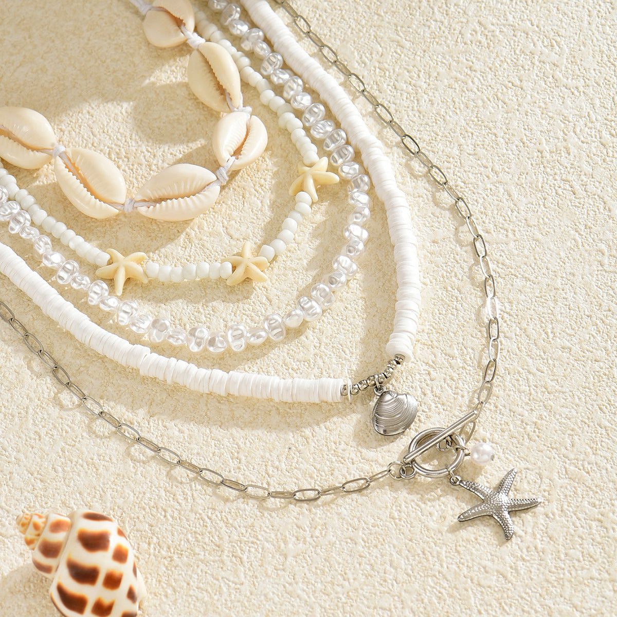 Wholesale Pearl Shell Starfish Necklace Set