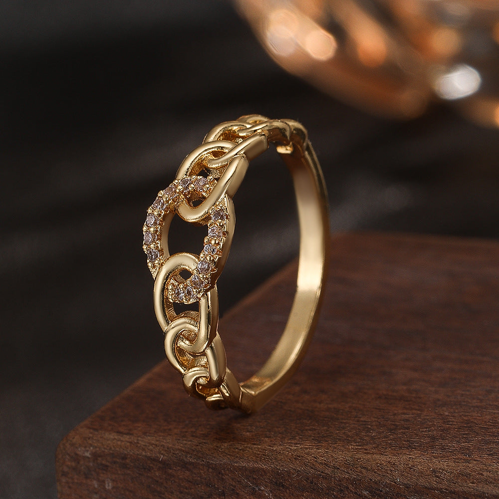 Wholesale Gold Copper Zircon Geometric Open Ring Chic Jewelry Accessory For Women S Gift And Resale