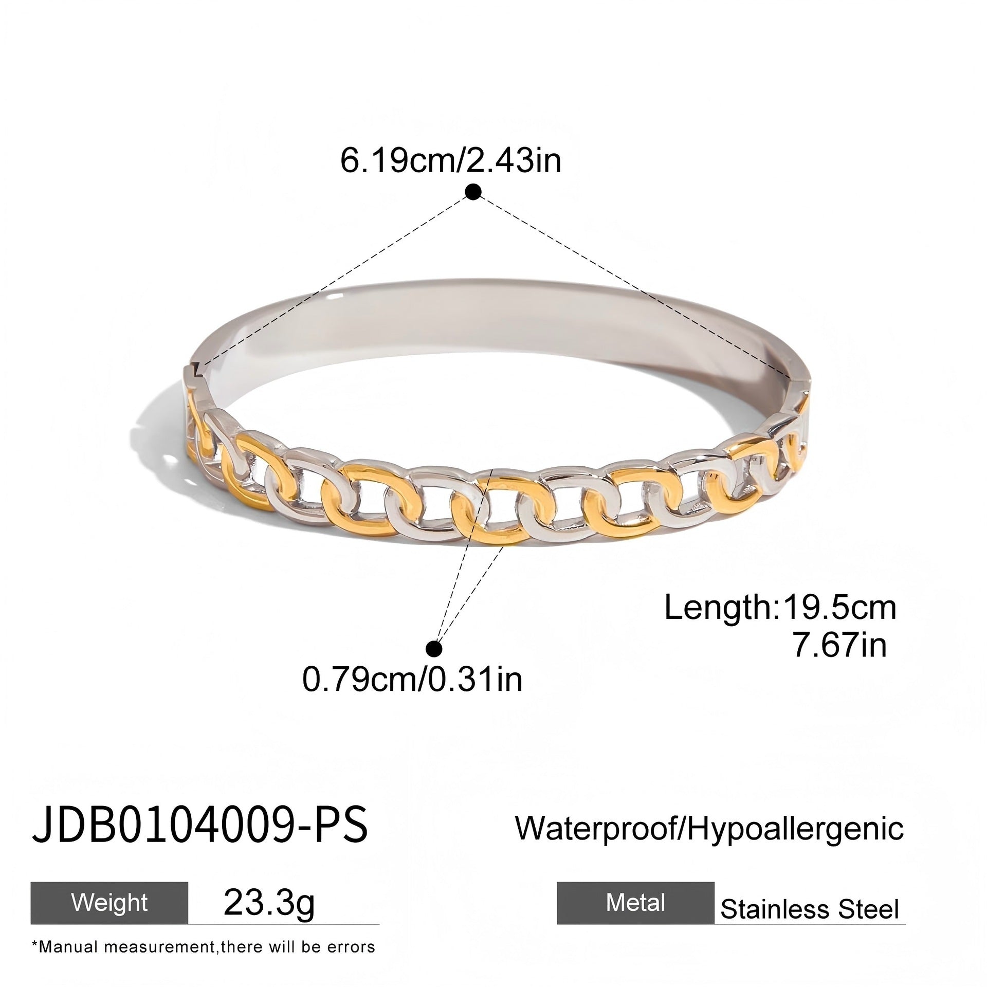Wholesale 18K gold and stainless steel gold and silver color matching double ring bracelet