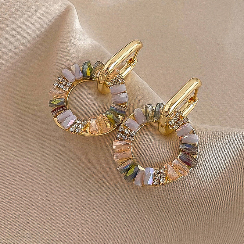 Wholesale Retro inlaid rhinestone zircon circle earring