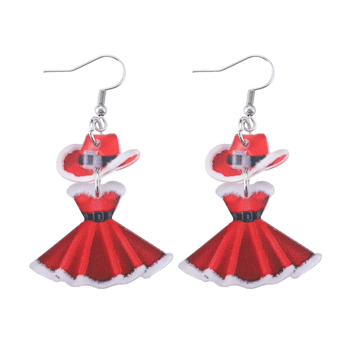 Wholesale Christmas hat Christmas dance skirt splicing pendant earrings acrylic