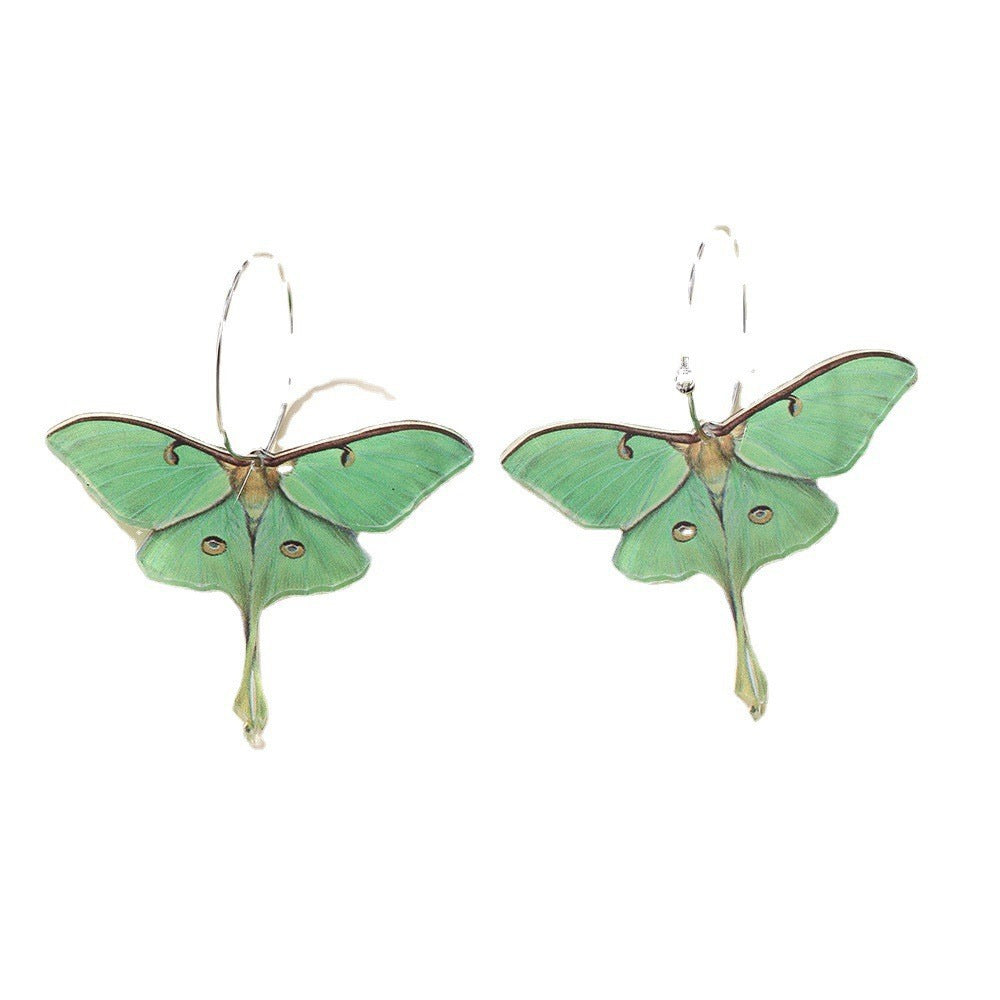 Wholesale  acrylic green butterfly moth earrings