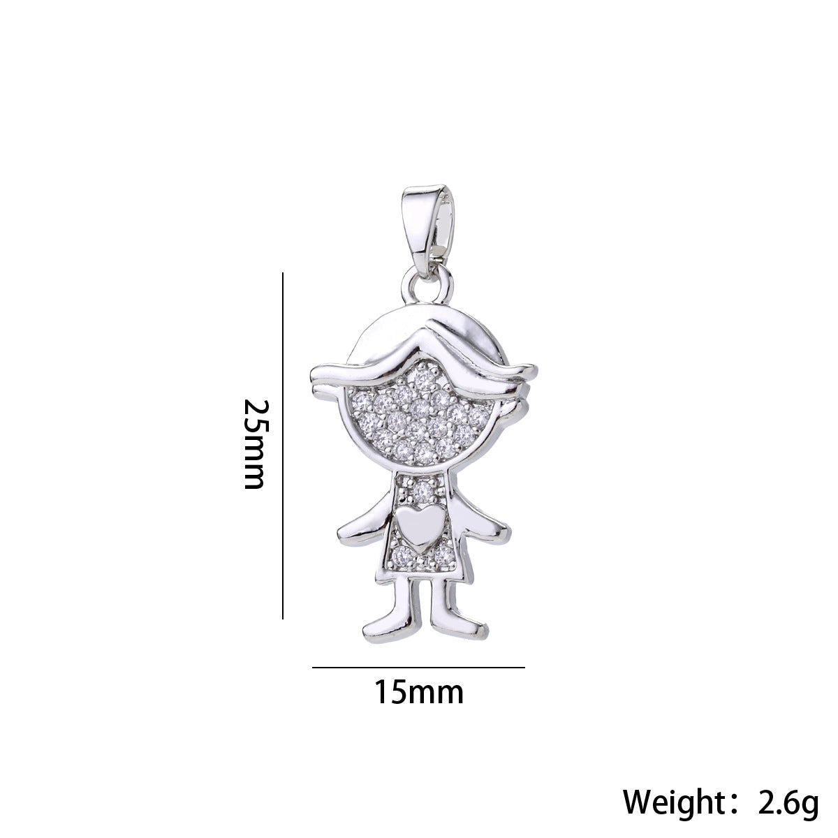 Wholesale Cute Love Heart Girl Pendant Gold Plated Brass Zircon Chic Necklace Accessory For Women