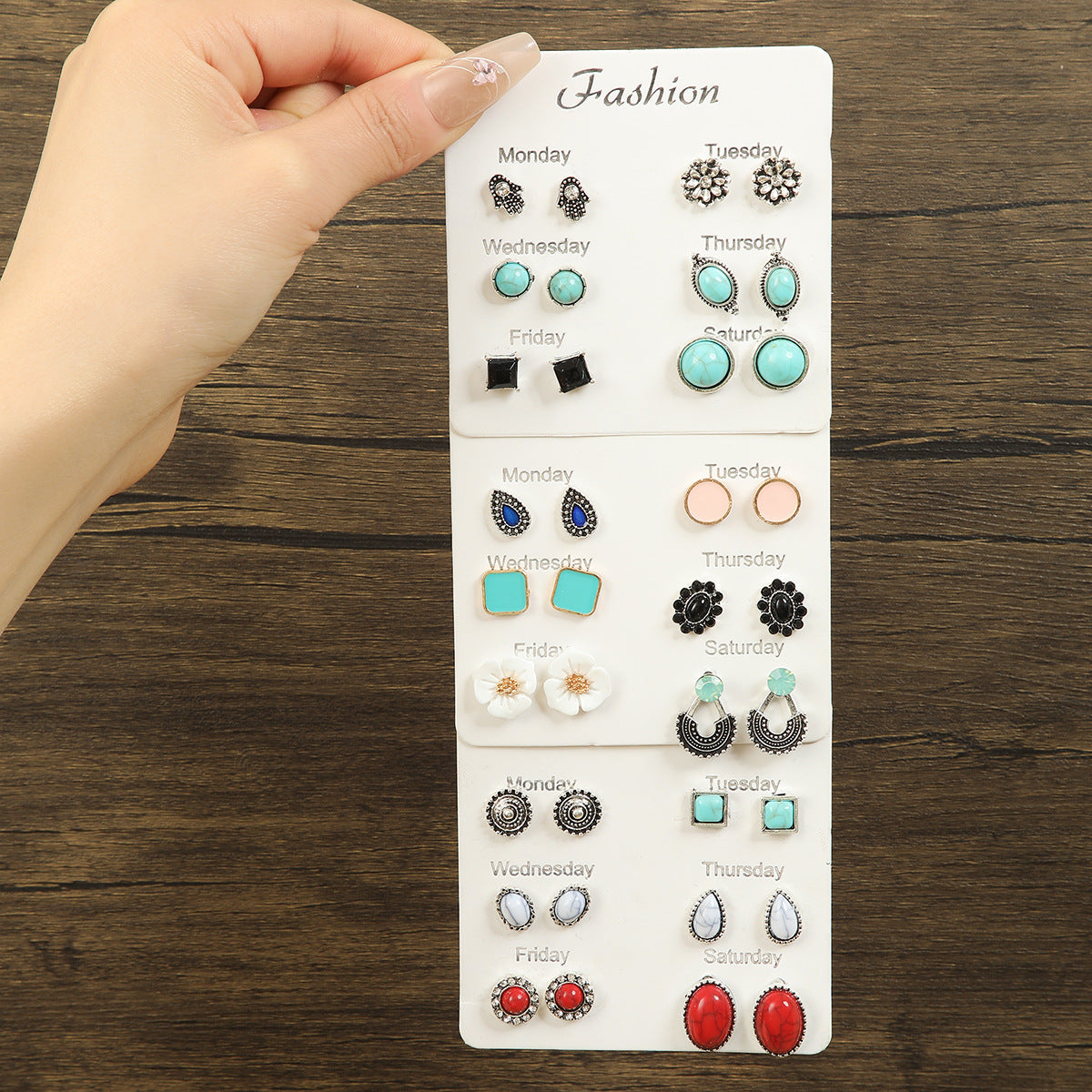 Wholesale geometric alloy multi-piece set earrings