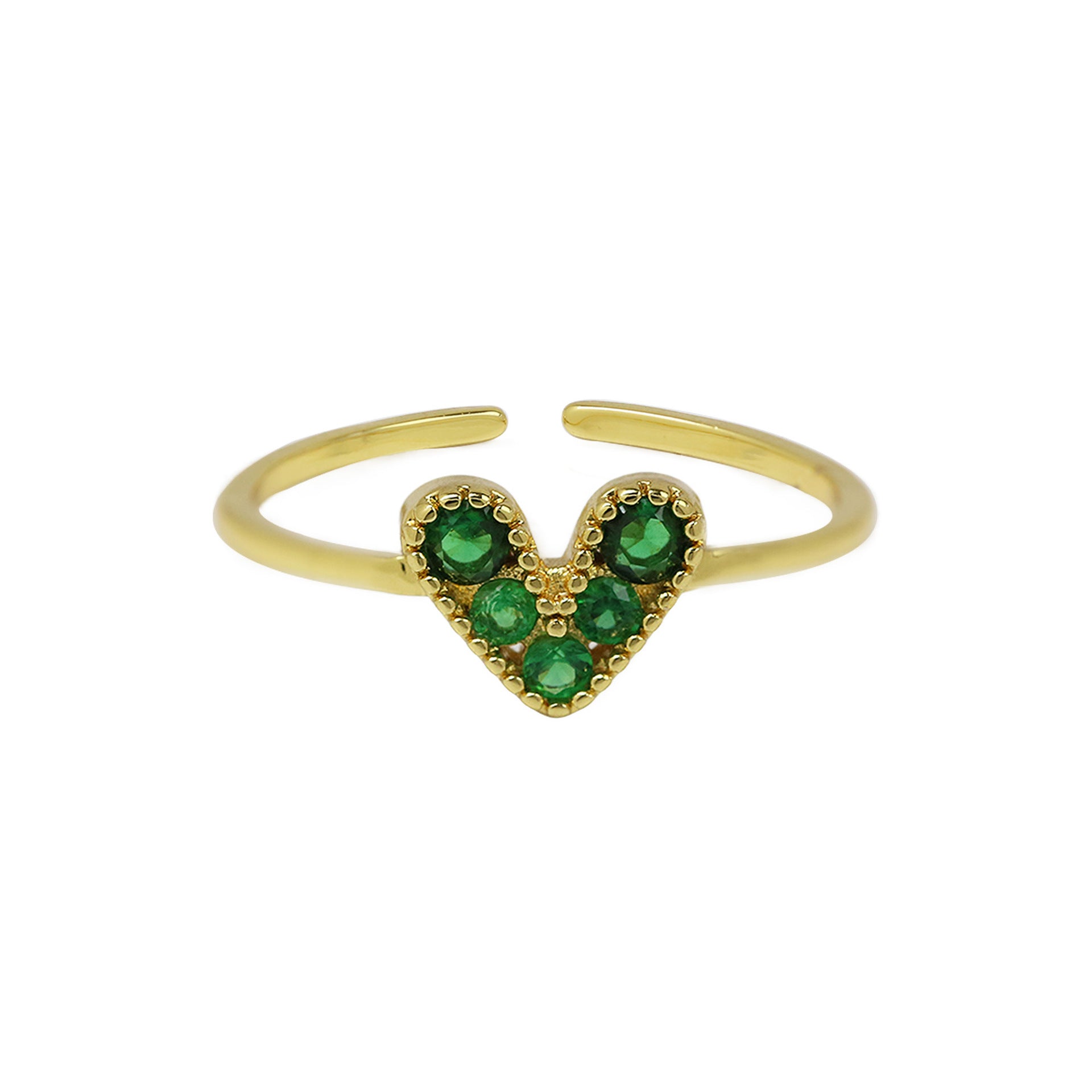Wholesale  Popular Brass 18K Gold-Plated Real Gold Color Zirconium Heart-Shaped Open Women's Ring