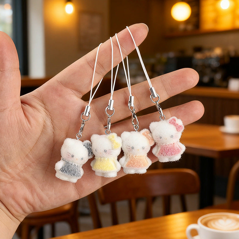 Wholesale Resin flocked cute 3D keychain