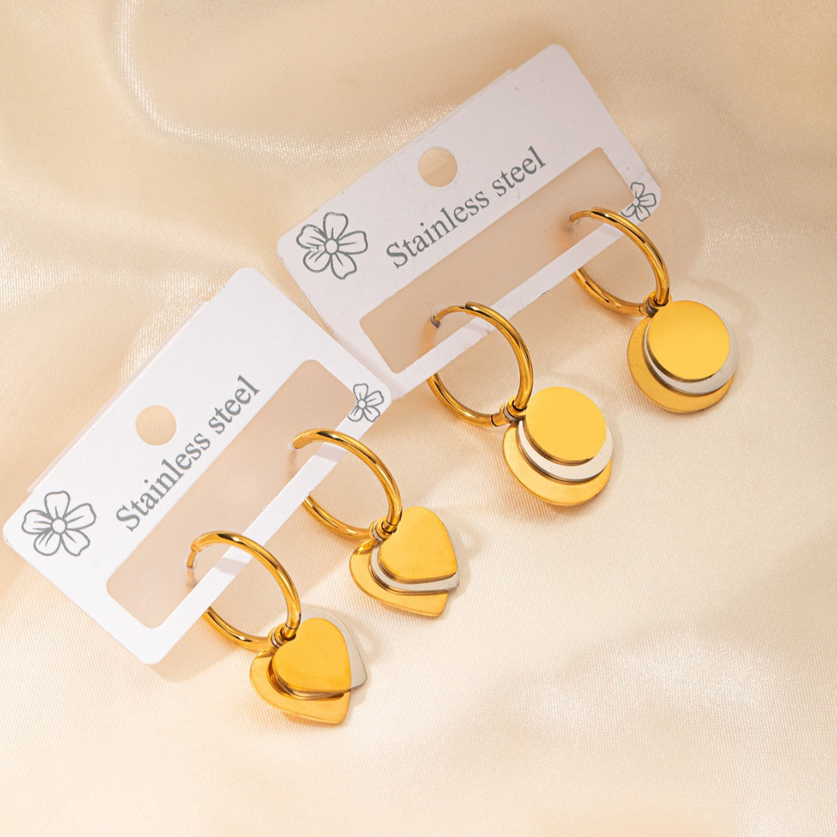 Wholesale Butterfly Love Moon Titanium Steel Gold Plated Earrings