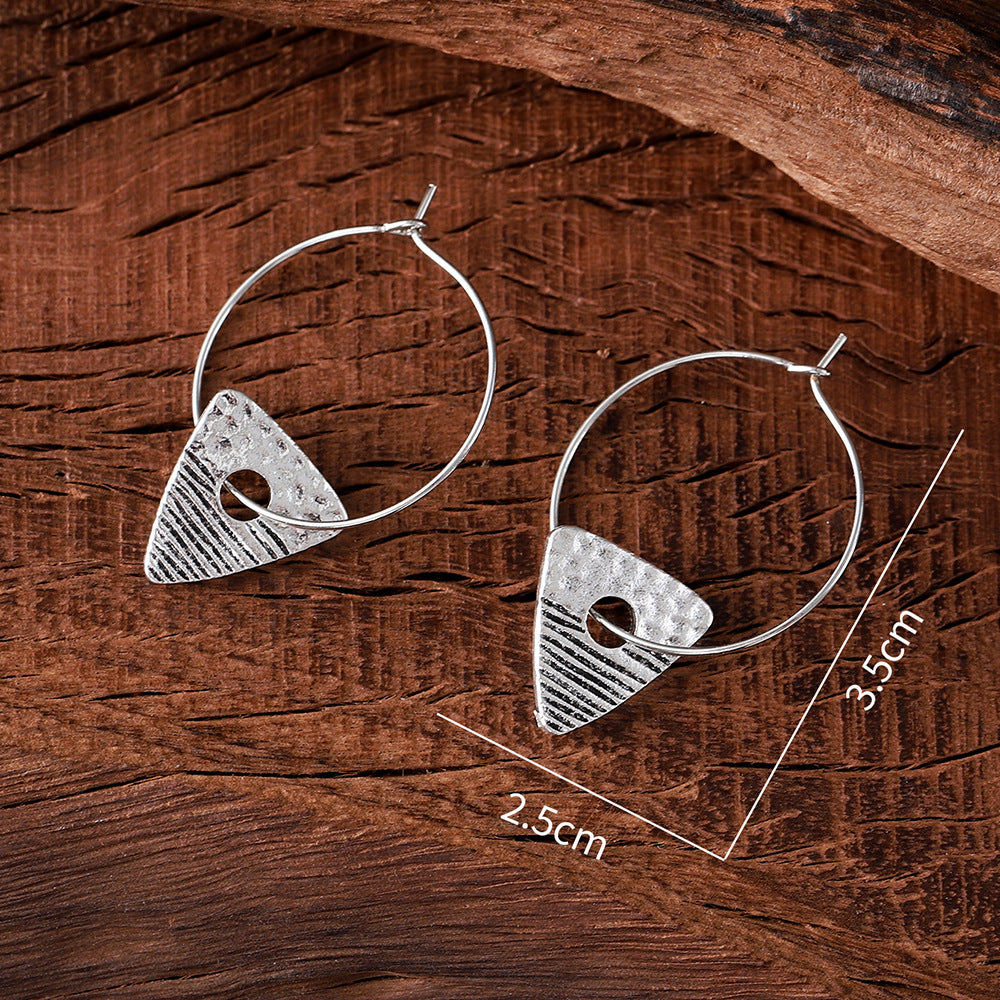 Wholesale  Retro Printed Triangle Pendant Earrings