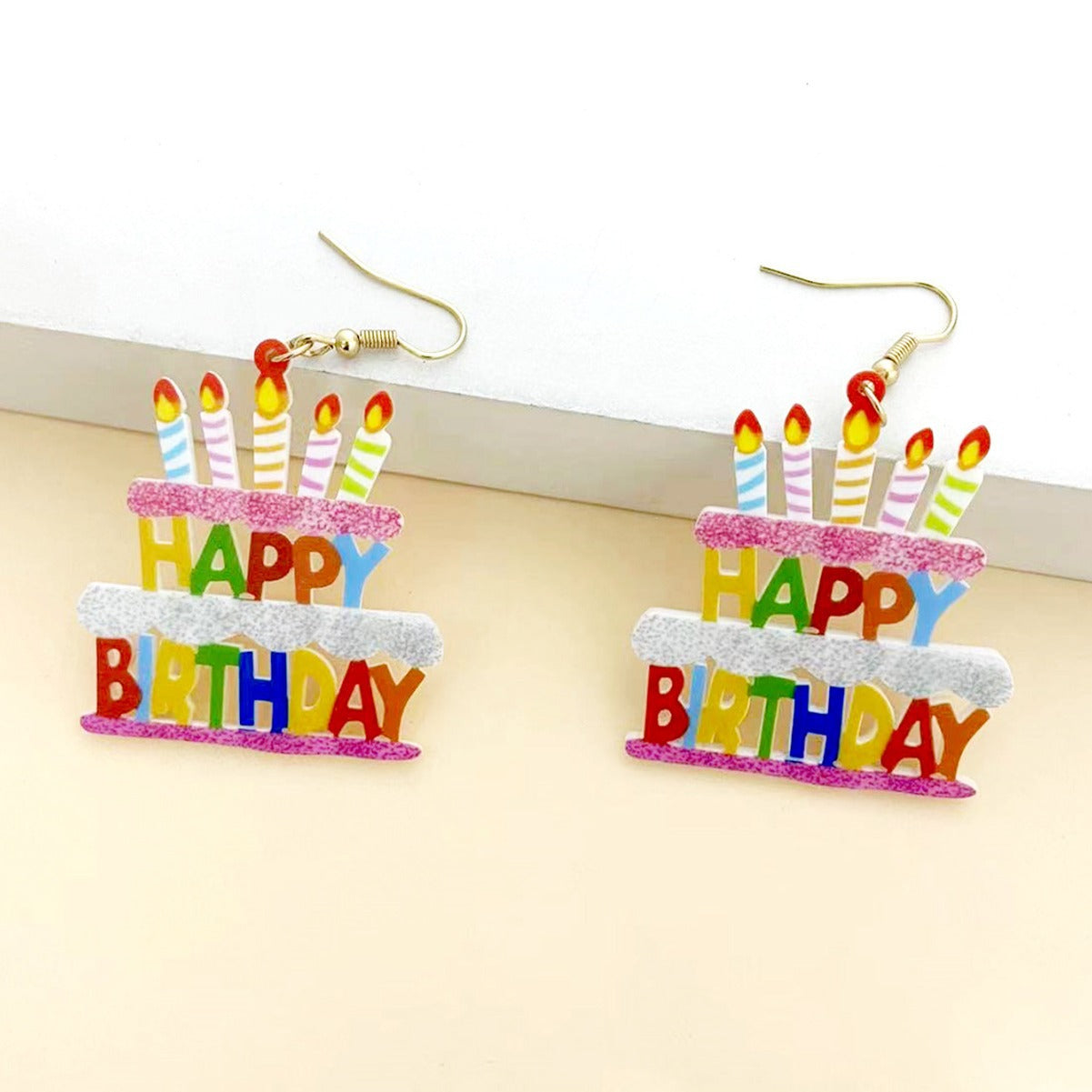 Wholesale creative atmosphere party happy birthday earrings