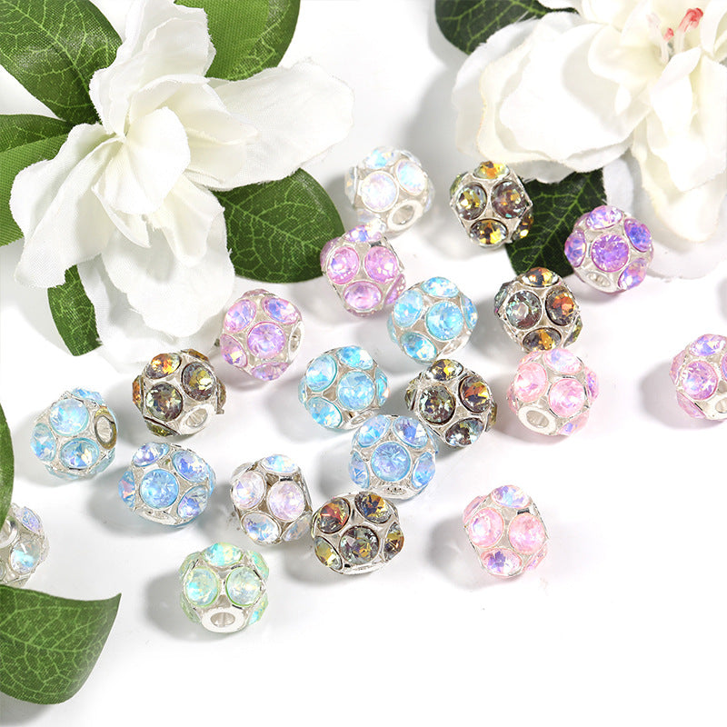Wholesale 50PCS Alloy Hollow Zircon Rhinestone Flower Ball Beads DIY Mobile Phone Chain Jewelry Accessories ACC-BDS-BLG041