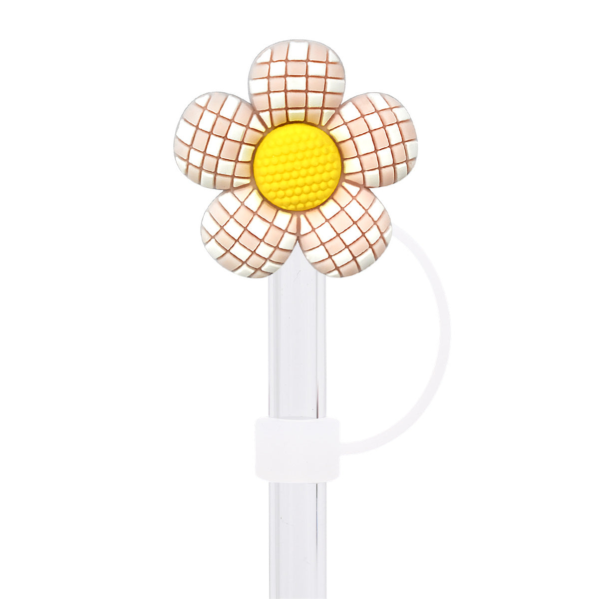 Wholesale Random 100pcs Flower Series 10mm PVC Soft Straw Tube Cap