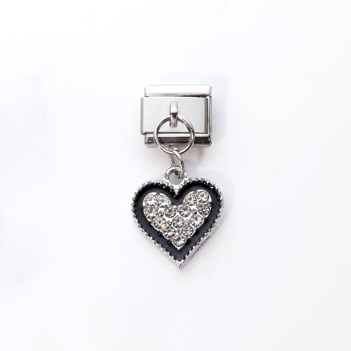 Wholesale 10pcs Italian Charm Bracelet 9mm DIY Splicing Black Micro-Inlaid Zirconia Pendant Stainless Steel Composable Bracelet