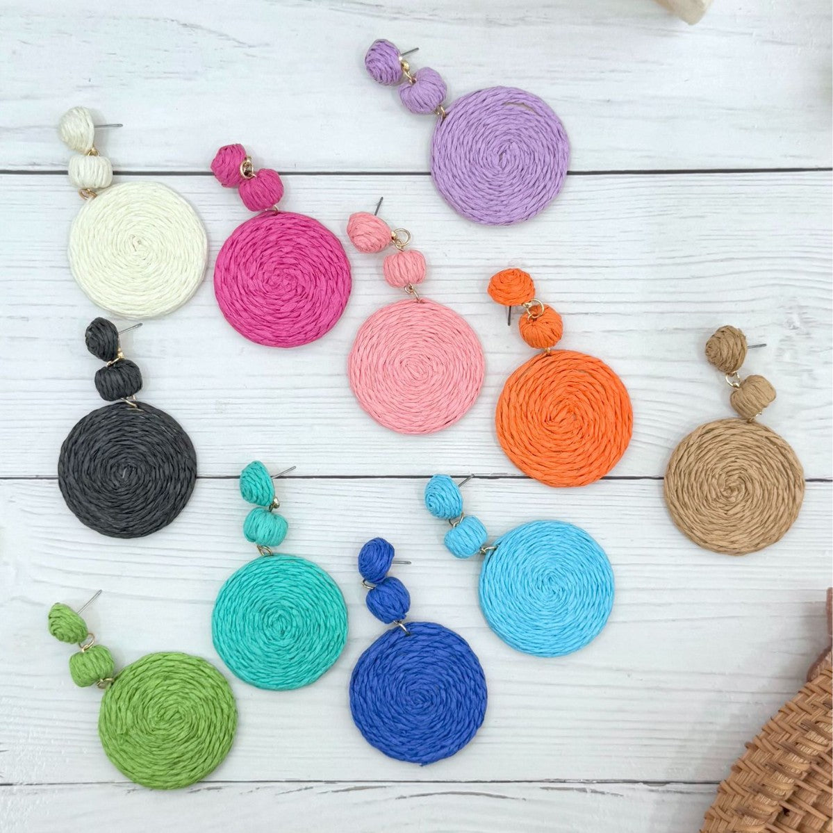 Wholesale  Ethnic Bohemian Beach Holiday Style Hand-woven Rafi Grass Long Earrings