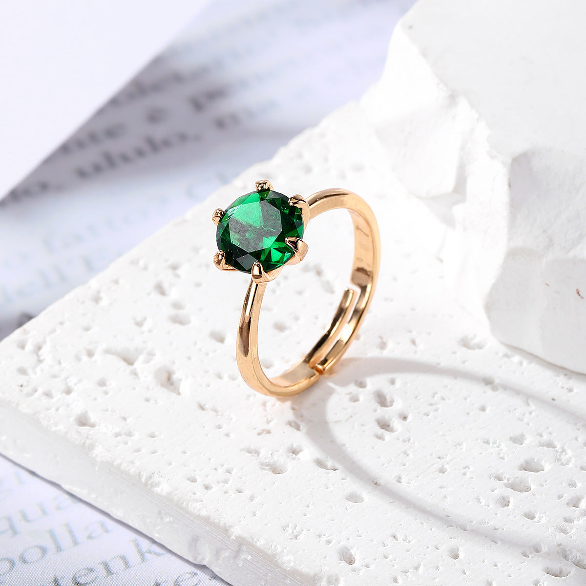 Wholesale Green Geometric Rhinestone Ring Women S Adjustable Open Alloy Jewelry Accessory Party Gift Everyday Wear