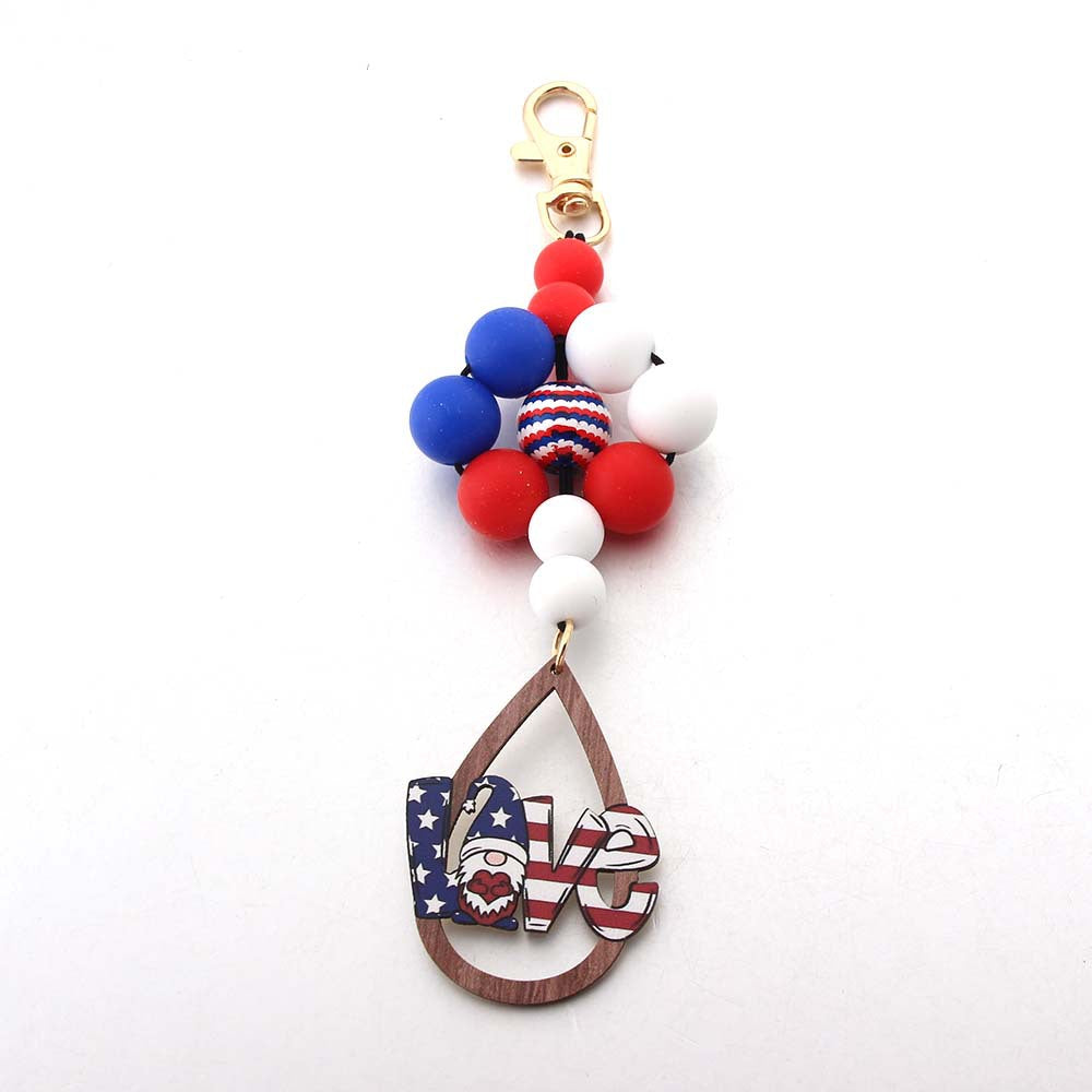 Wholesale American Independence Day Silicone Beaded Keychain ACC-KC-JinAn006