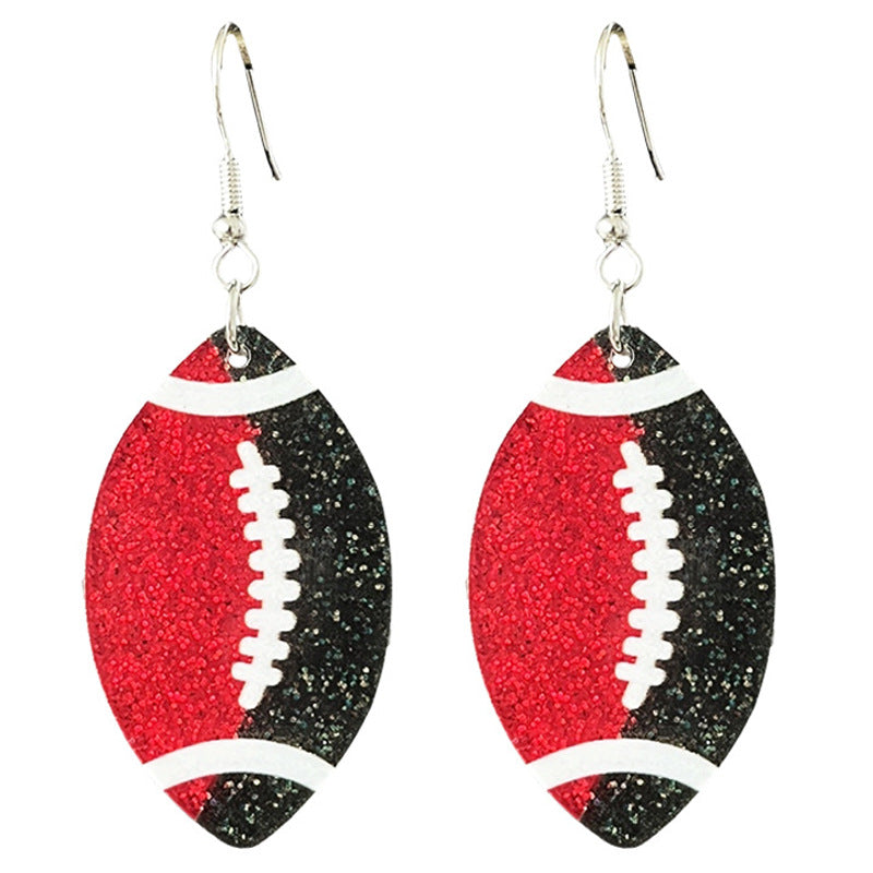 Wholesale  source football soccer color contrast fashion ladies shiny acrylic earrings