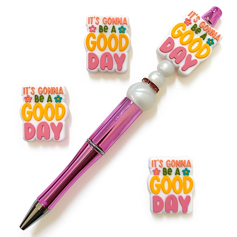 Wholesale 10pcs Focal Beads Good Day Silicone DIY For Beaded Pen