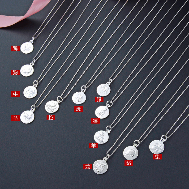 Wholesale S990 pure silver twelve zodiac round pendant