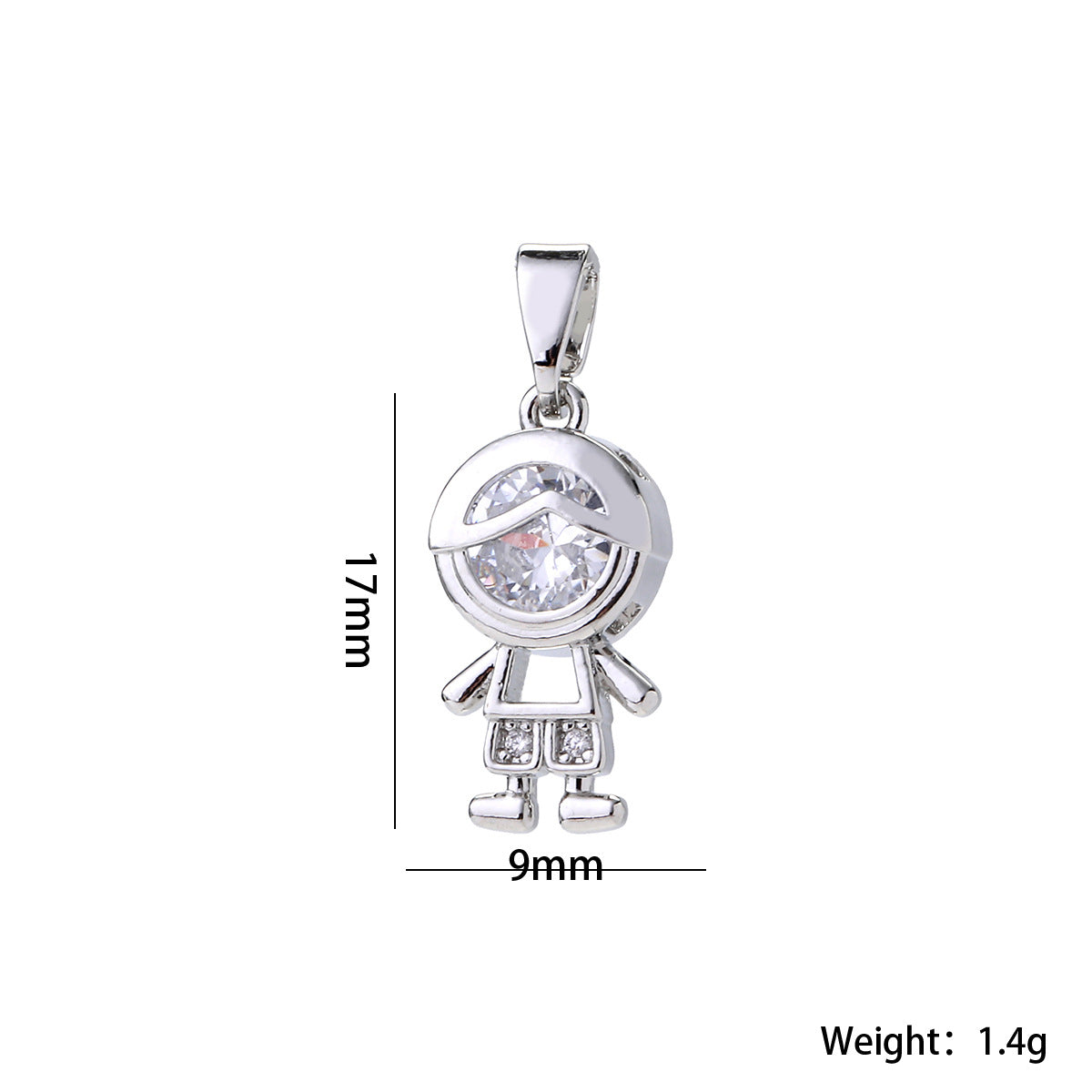 Wholesale Cute Love Heart Girl Pendant Gold Plated Brass Zircon Chic Necklace Accessory For Women